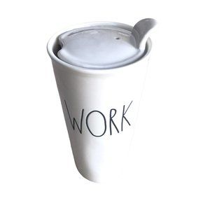 RAE DUNN Ceramic Travel WORK Coffee Mug Tumbler!
